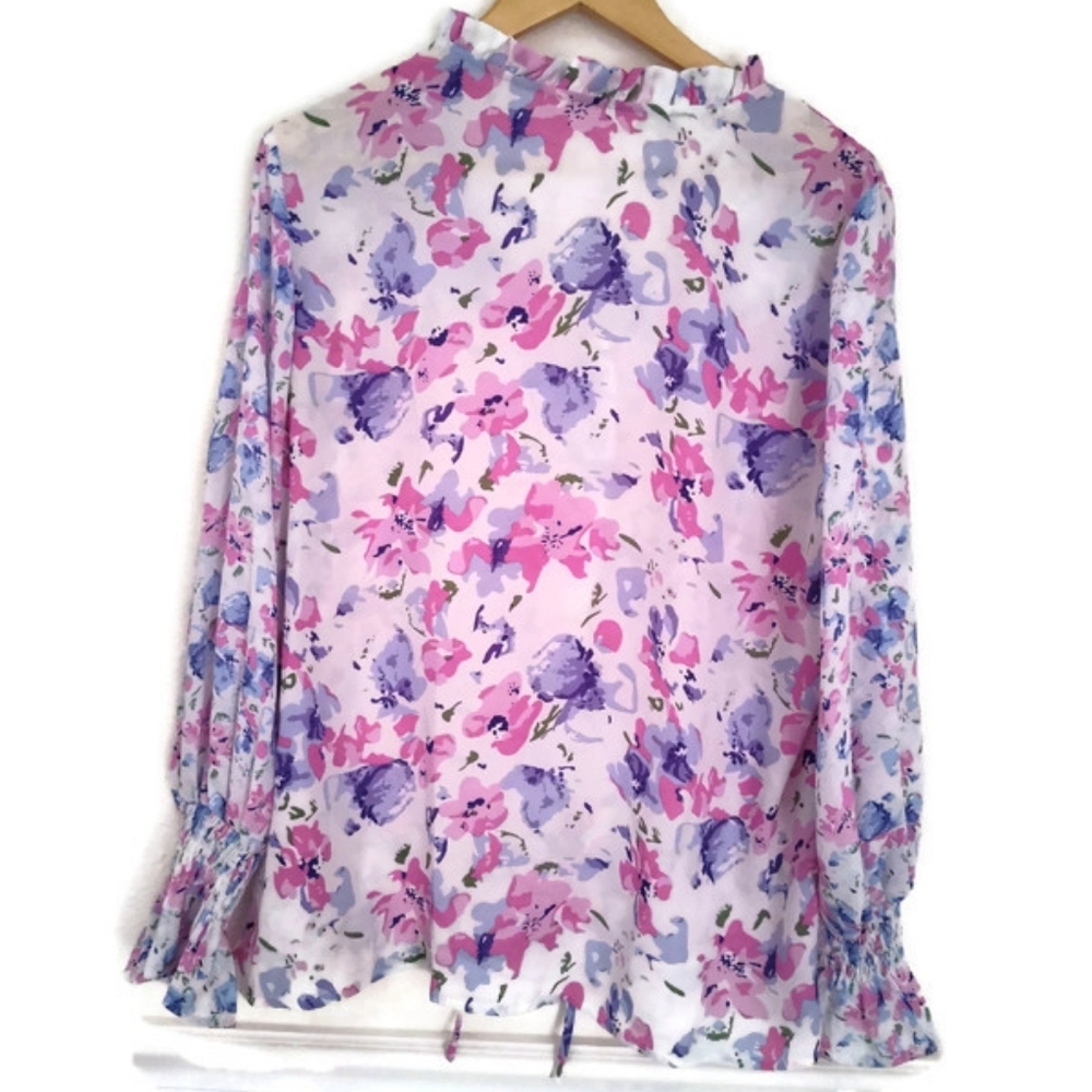 Floral Pink Blouse Romantic Feminine Garden Girl Cottage Core Size XL - Picture 4 of 9